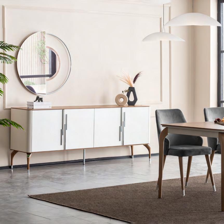 Esszimmer Kommode Sideboard mit Spiegel Modern Luxus Holz Design