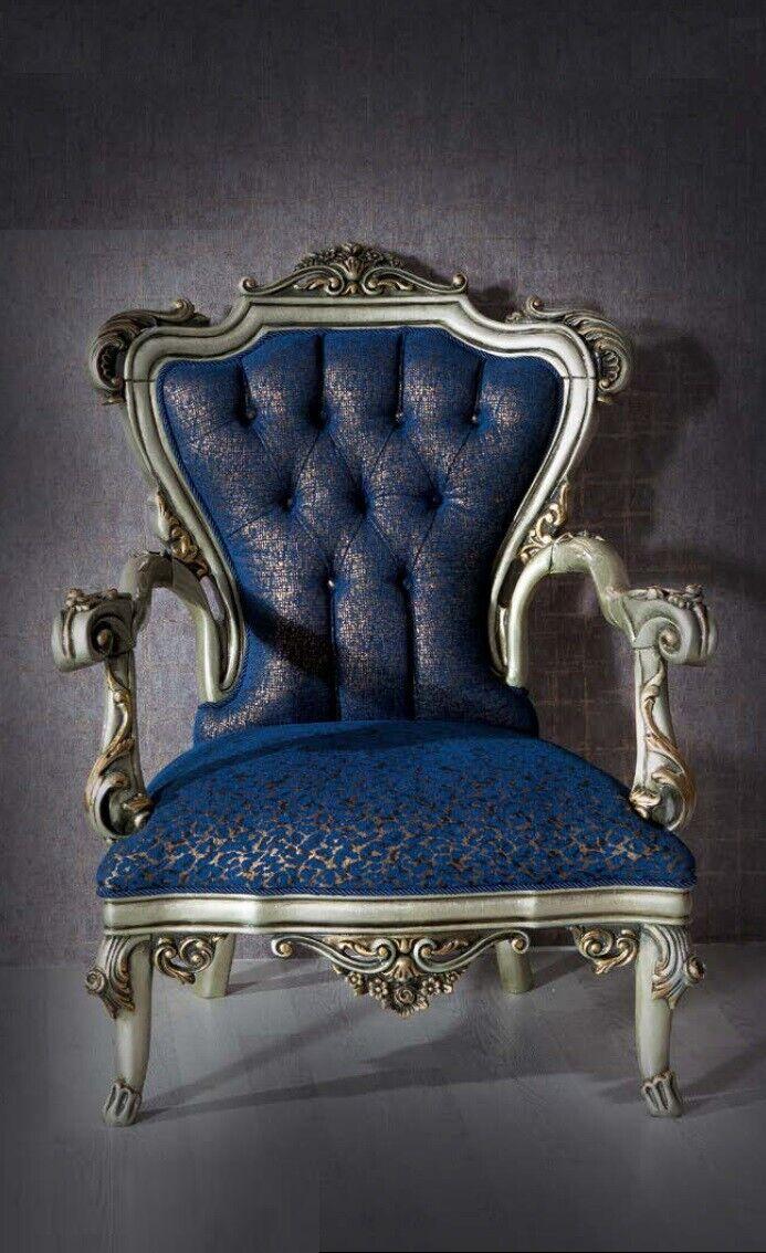 Chesterfield 1 Sitzer Blau Polster Sitz Textil Stoff Couchen Wohnzimmer