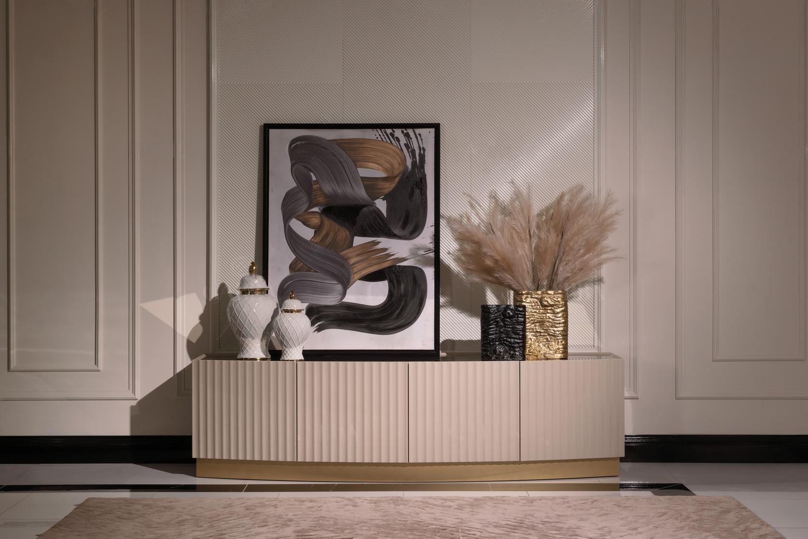 Sideboard Anrichte Schrank Holzschrank Holz Beige Wohnzimmer