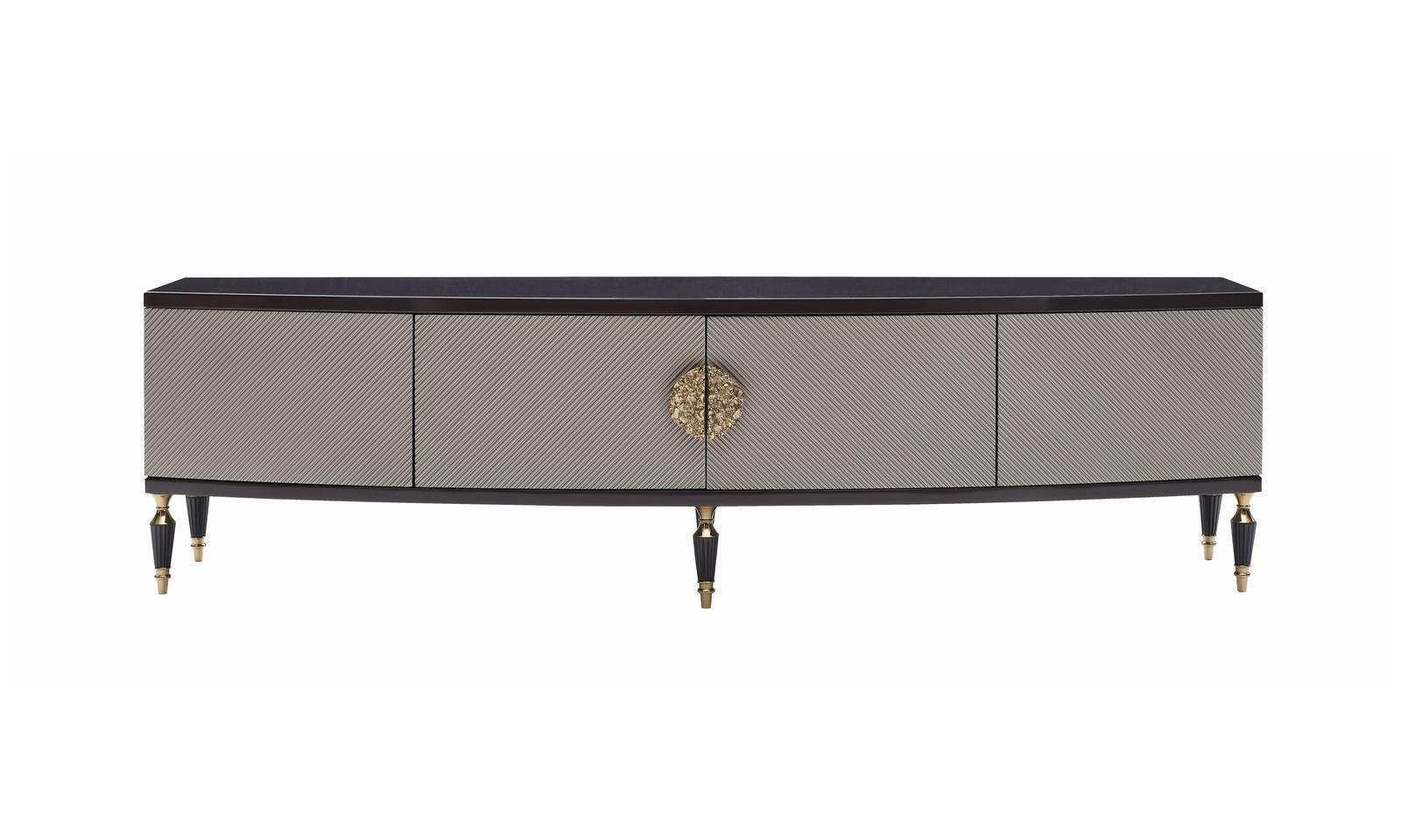 Sideboard RTV Lowboard TV Ständer Schrank Holz Grau Wohnzimmer