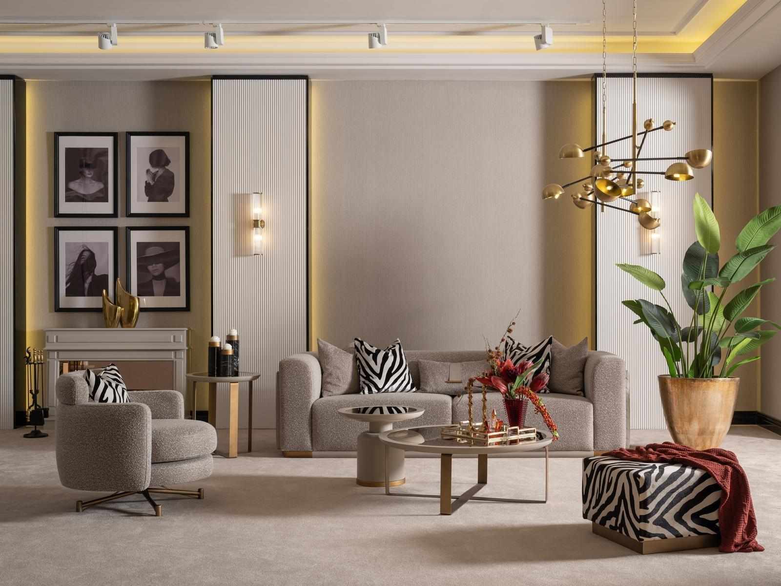 Sofagarnitur Viersitzer Sessel Stoffsofa Polstersofa Grau Set 3tlg