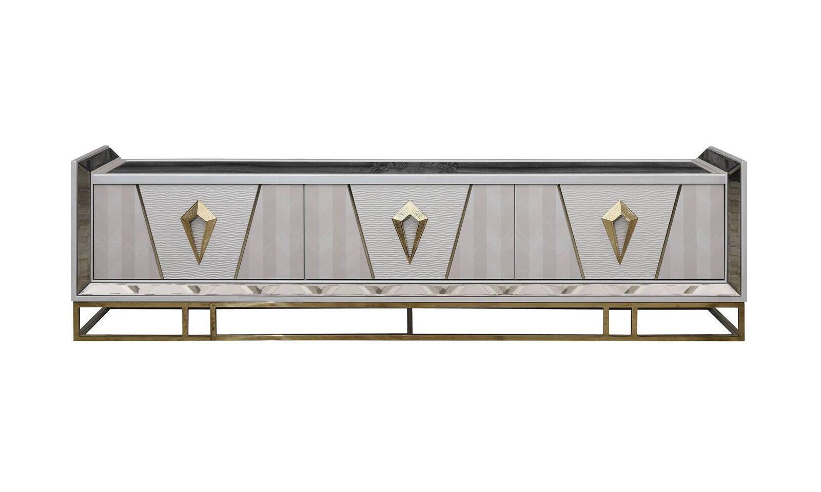Sideboard RTV Lowboard TV Ständer Holz Grau Wohnzimmer Tisch Moderne