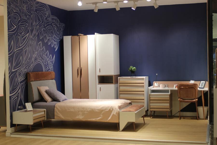 Kinderzimmer Set Bett + Nachttisch + Bank Modern Set Bett 3tlg. Bank Komplett