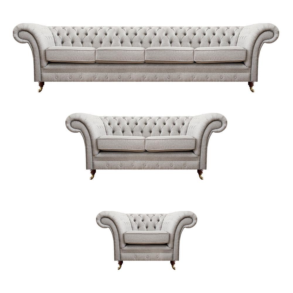 Chesterfield Grau Set Luxus Polstermöbel Sofas Komplett Wohnzimmer