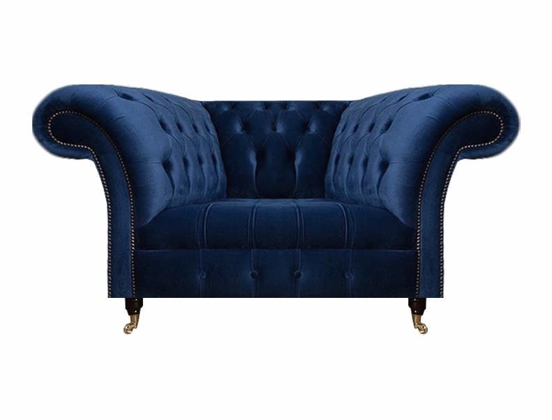 Luxus Blau Sessel Polstersitz Polstermöbel Wohnzimmer Neu Design Chesterfield