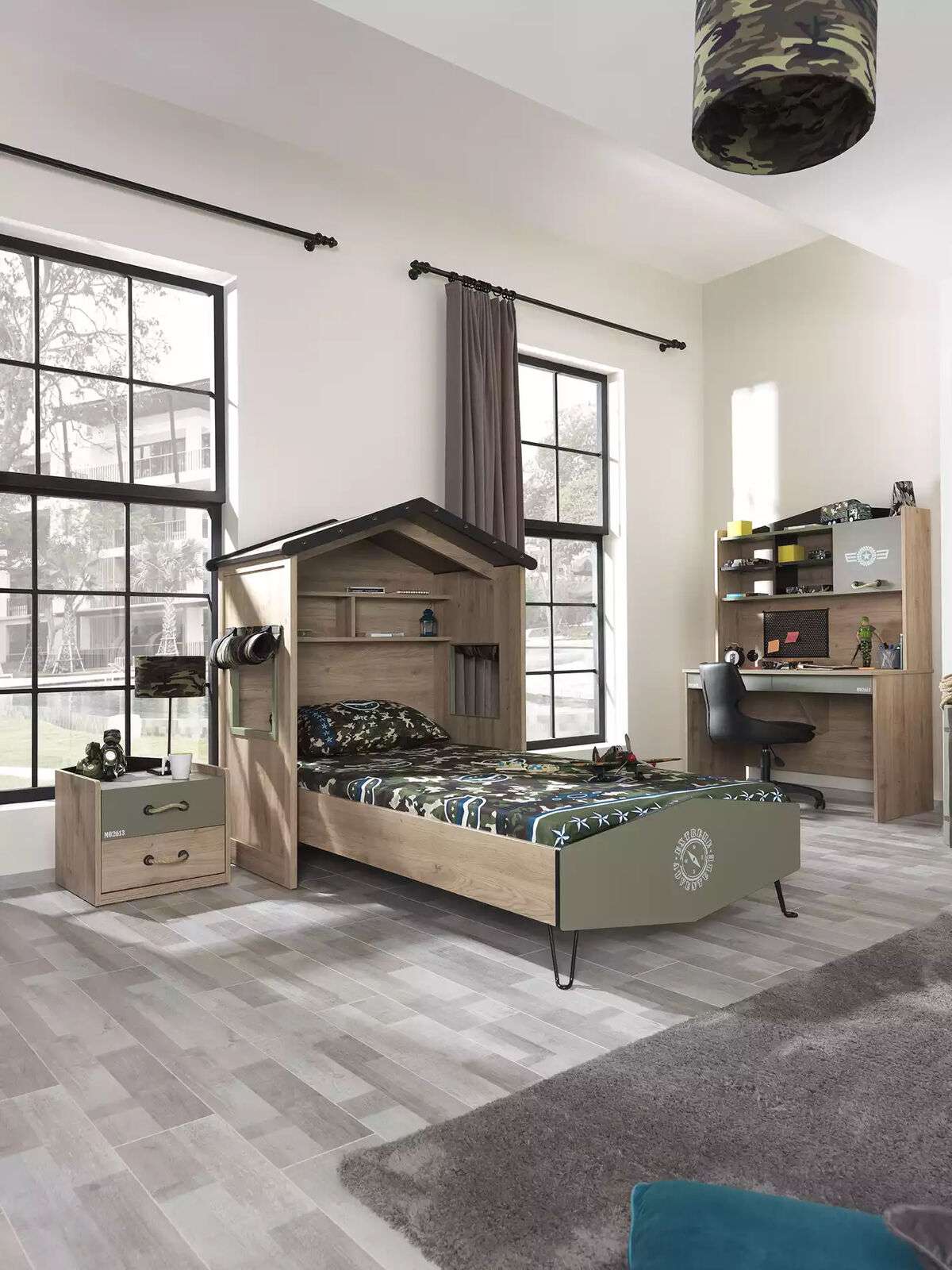 Bettrahmen Kindermöbel Set Kinderzimmer Garnitur Bett Grün 4tlg Holz