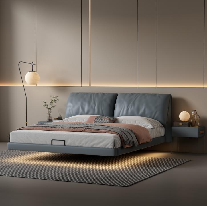 Graues Schlafzimmer Designer Betten Holzgestell Moderne Luxus Möbel