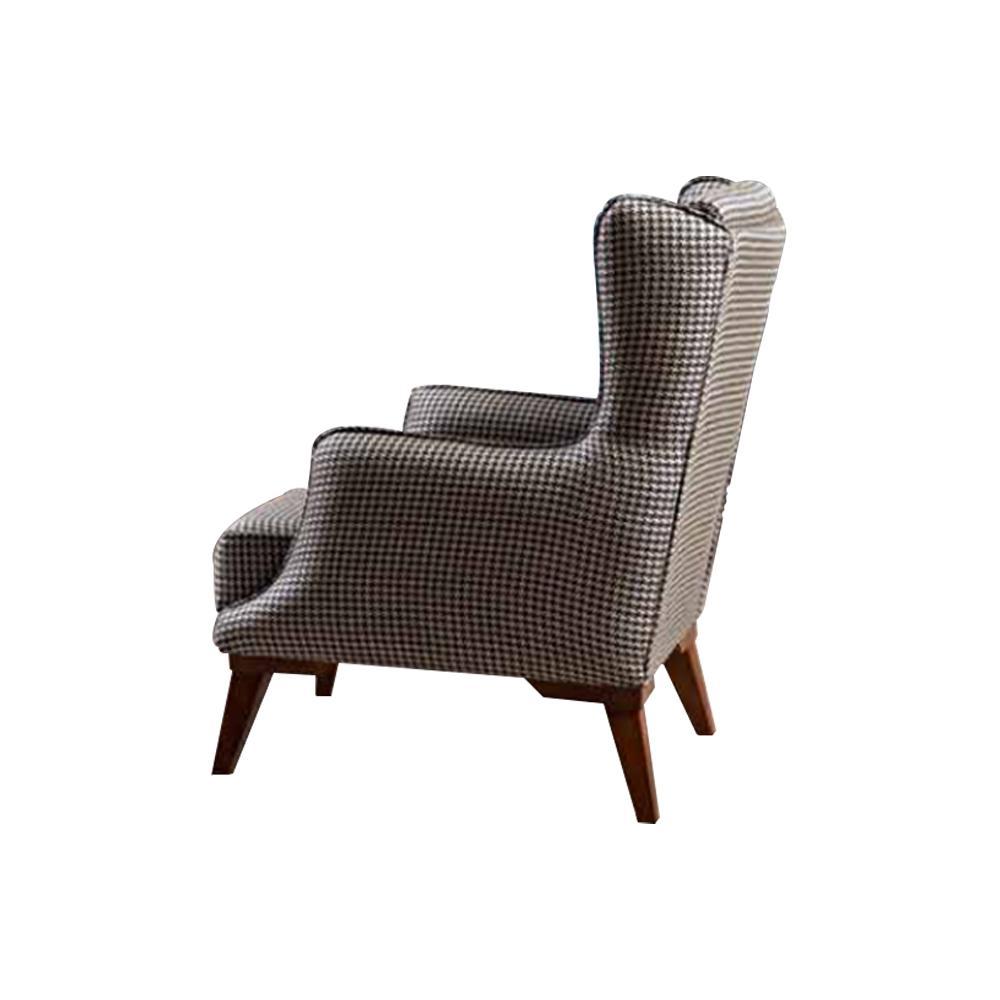 Karierter Sessel Polster 1-Sitzer Grauer Wohnzimmer Textil Lehnsessel