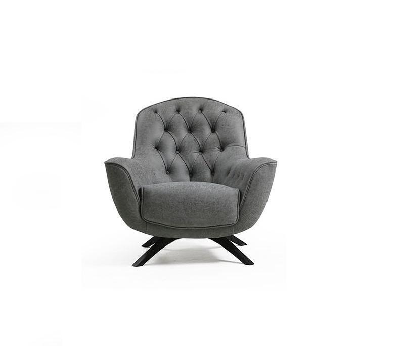 Grauer Chesterfield Leder Sessel Relax Sitzmöbel Luxuriöser Einsitzer