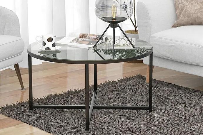 Couchtisch Luxuriöses Wohnzimmer Esszimmermöbel Glas + Metall schwarz hochwertig