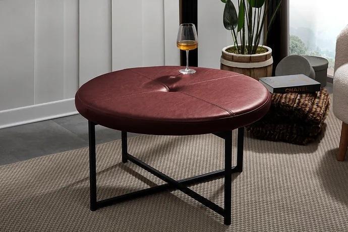 Couchtisch neue hochwertige Ledertischplatte neue Wohnzimmermöbel Kastanienbraun