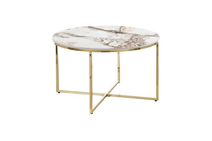 Couchtisch modern Wohnzimmermöbel minimalistische Metalltischplatte Beige Neu