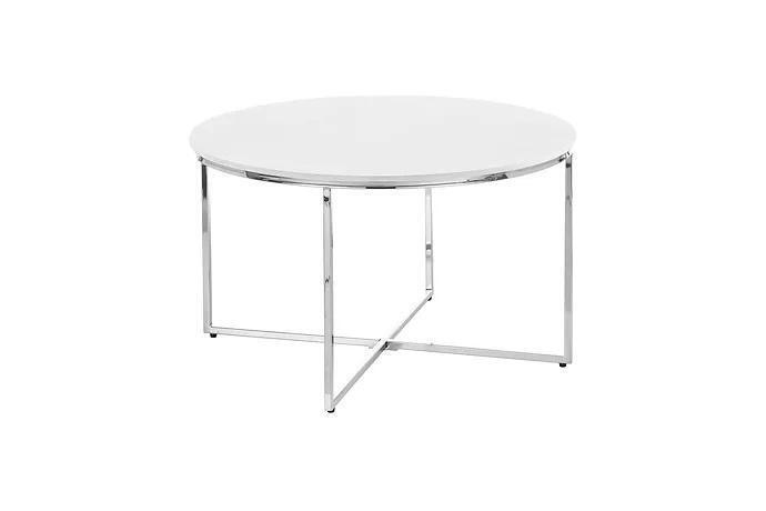 Luxuriöser weißer Couchtisch Beine aus weißem Metall silberfarben Wohnzimmer neu