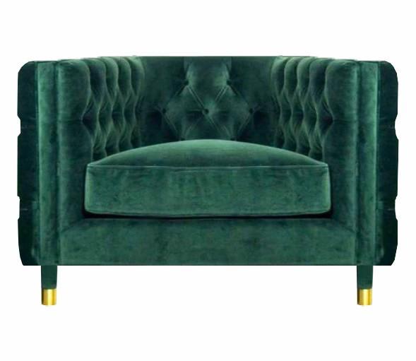 Design Möbel Sessel Grün Textil Chesterfield Sitzmöbel Polstermöbel Wohnzimmer