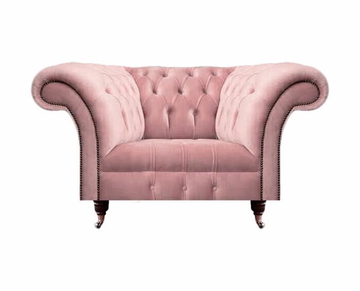 Rosa Sessel Wohnzimmer Textil Couch Sitz Chesterfield Polstermöbel Einrichtung