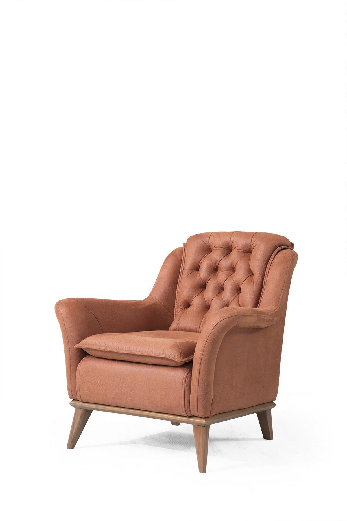 Sessel Modern Holz Design Wohnzimmer Möbel Orange farbe Luxus Stil