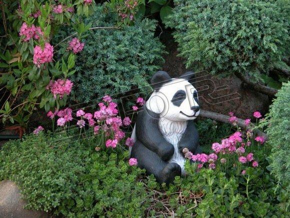 Garten Dekoration Panda Terrasse Stein Figuren Figur Deko Statue Skulptur