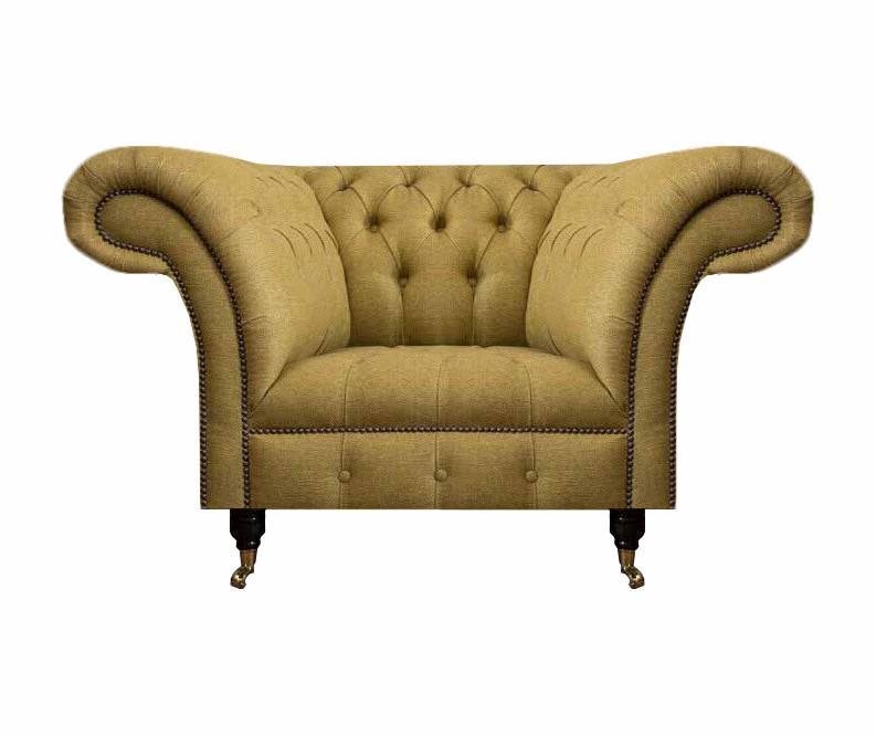 Sessel Textil Einrichtung Luxus Polstersessel Chesterfield Wohnzimmer Neu