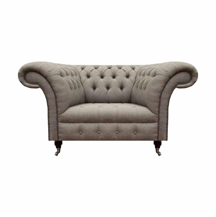 Wohnzimmer Neu Luxus Sessel Chesterfield Grau Polstermöbel Textil Möbel