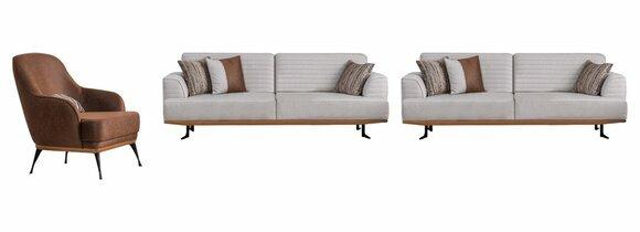 Luxus 3tlg Polstergarnitur Dreisitzer-Sofas & Sessel für Wohnzimmer