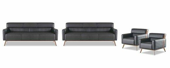 Sofas 3-Sitzer Sessel Arbetiszimmer-Set 4tlg Schwarz Modern Einfarbig