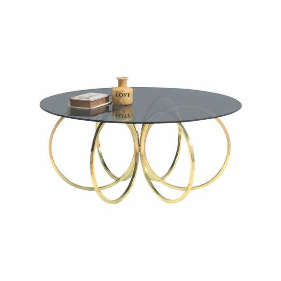 Gold Kaffeetisch Wohnzimmer Couchtisch Tisch Beistelltisch Sofatisch