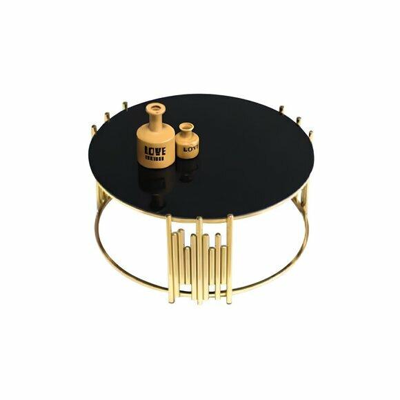 Wohnzimmer Couchtisch Tisch Kaffeetisch Beistelltisch Gold Sofatisch