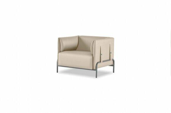 Sessel Beige Einfarbig Muster Arbeitszimmer Modern Design Stil Wohnzimmer