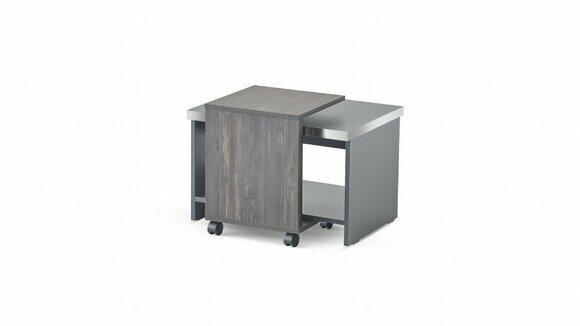 Couchtisch Grau Einfarbig Arbeitszimmer Wohnzimmer Rechteck mit Regal