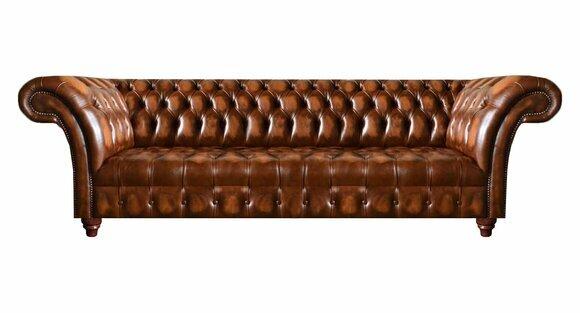 Chesterfield Ledersofa Braune Kunstleder Couch Designer Edle Sitzmöbel