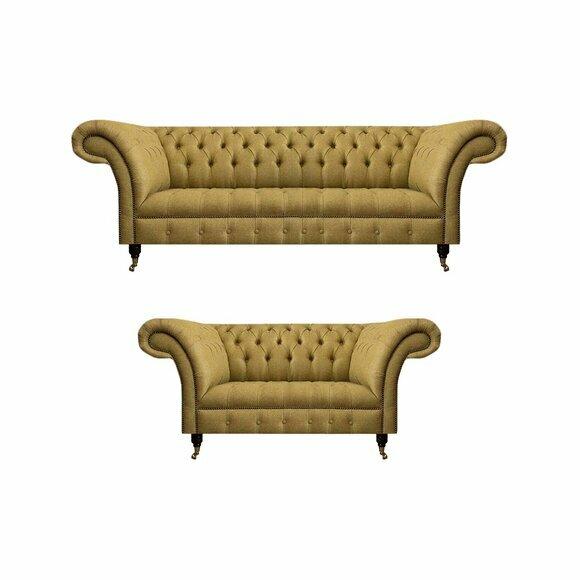 Luxus Möbel Sofagarnitur Couch Sofa Polster Set Garnitur Chesterfield
