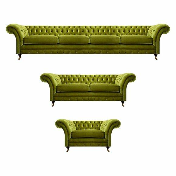 Olivengrüne Chesterfield Sofas Moderne Sitzgarnitur Lehnsessel 2-Sitzer