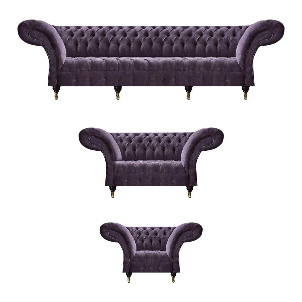 Chesterfield Lila Sitzmöbel Moderner 4-Sitzer Designer Zweisitzer Sessel