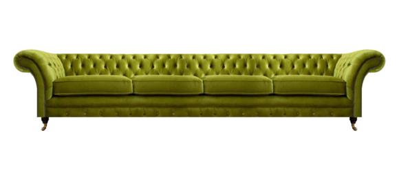 Olivengrüne Chesterfield Möbel Designer 4-Sitzer Couch Textil Sitzmöbel