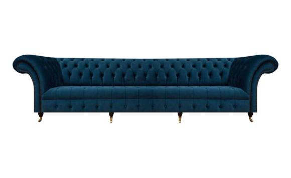 Chesterfield Textilsofa Designer Wohnzimmer Couchen Blauer Viersitzer