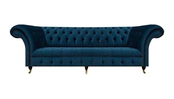 Chesterfield Designer Möbel Dunkelblaue Couch Designer Edle Textilsofas