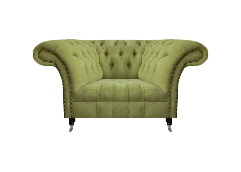 Grüner Chesterfield Wohnzimmer Sessel Luxuriöser Textil Polstersessel