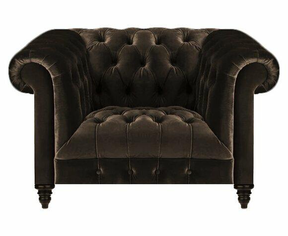 Brauner Chesterfield Polstersessel Moderner Textil Wohnzimmer Einsitzer