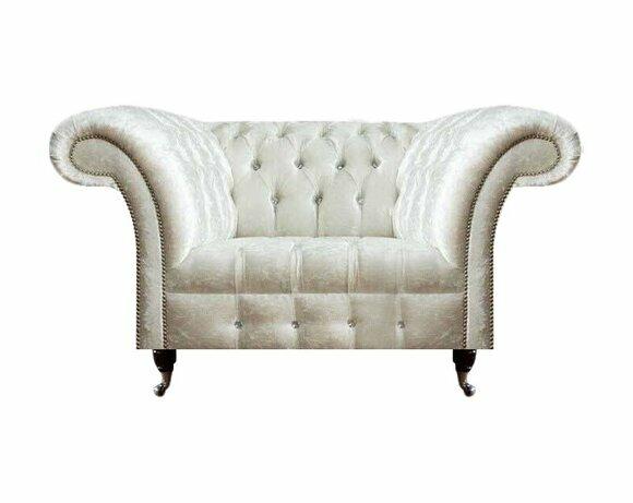Chesterfield Weißer Einsitzer Wohnzimmer Sitzmöbel Luxuriöser Sessel