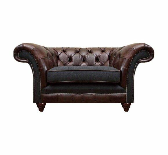 Chesterfield Braun-Grauer Sessel Wohnzimmer Einsitzer Moderne Edle Möbel