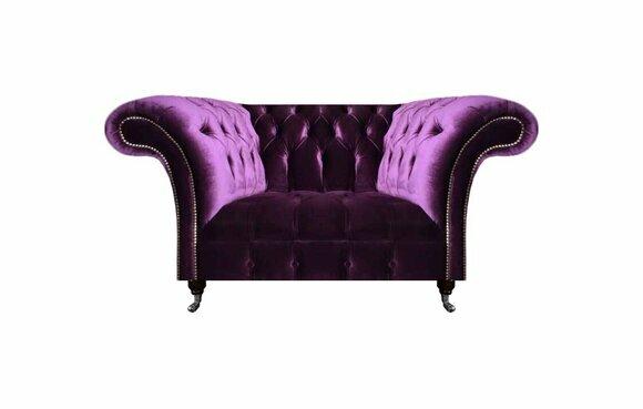 Designer Lila Chesterfield Lehnsessel Wohnzimmer Polstersessel Möbel