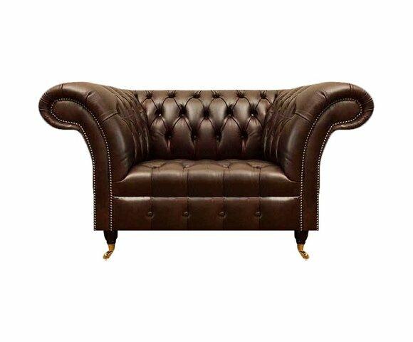 Dunkelbrauner Chesterfield Einsitzer Wohnzimmer Polstersessel Luxus Möbel