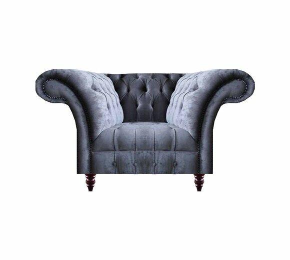 Hellgrauer Chesterfield Einsitzer Wohnzimmer Lehnsessel Moderne Möbel