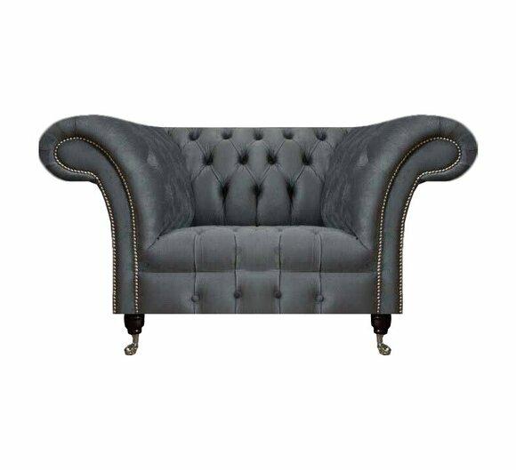 Chesterfield Moderner Grauer Sessel Designer Wohnzimmer Edler Lehnsessel