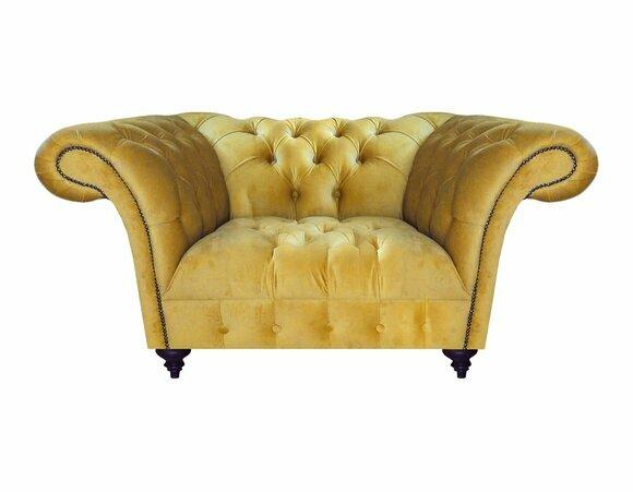 Gelber Luxus Chesterfield Einsitzer Moderner Polstersessel Lehnsessel