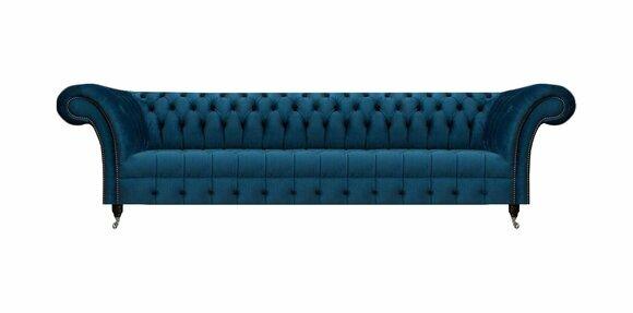 Luxuriöses Blaues Chesterfield Sofa Polstercouch Designer Textil Sofa