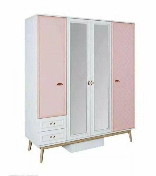Kleiderschrank Moderner Holz Holzschrank Jugendzimmer Regal Schrank Mädchen Rosa