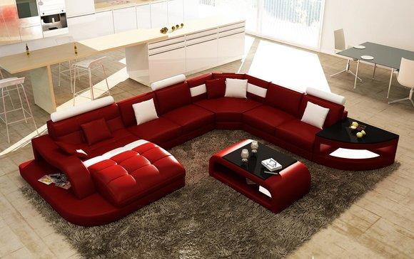 Luxus Designer Ecksofa Ledersofa Couch Polster Wohnlandschaft Leder