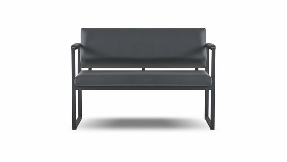 Schwarzer Kunstleder Zweisitzer Luxuriöse Arbeitszimmer Leder Sitzmöbel