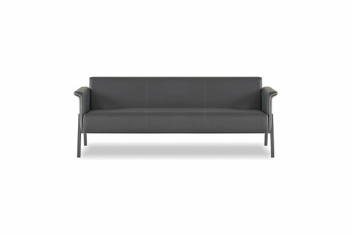 Dunkelgrauer Designer 3-Sitzer Arbeitszimmer Sitzmöbel Edle Ledermöbel